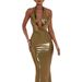 Women's Clothing Sexy Dress Tight Sequined Skirt Hot Girl Swing Collar Halter Neck Long Skirt_ecoleips.com