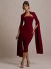 Mozision Cape Long Sleeve Sexy Midi Dress For Women Autumn Winter New Square Collar Back Slit Bodycon Club Party Long Dress_ecoleips.com