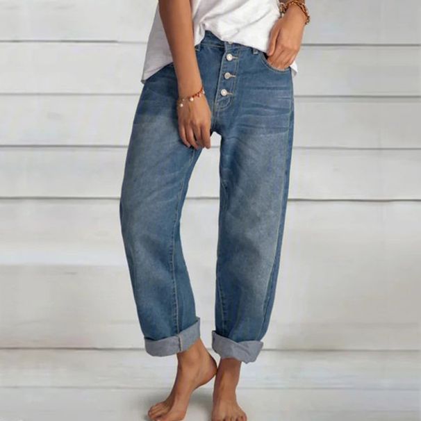 Women's Clothing New Loose Casual Versatile Simple Slimming Ladies Denim Straight Pants Women's Clothing_ecoleips.com
