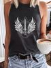 Women's Clothing Guitar Print Round Neck Pullover Casual Sleeveless Top Vest_ecoleips.com