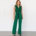 Women's Clothing Sexy V Neck Backless Wood Ear Edge Lace Up Jumpsuit Casual Long Comfortable Slim Women's Clothing_ecoleips.com