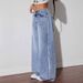 Cross-border European And American Women's Jeans With Raw Edge Patchwork Design, Wide-leg, Versatile, New High-waisted,_ecoleips.com