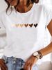 European And American Cross-border Foreign Trade Women's Clothing, Simple Heart-printed Round-neck Short-sleeve T-shirt_ecoleips.com