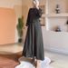 Muslim Dress Women Modest Muslim Women's Long Sleeve Dress With Polo Collar – Elegant A-Line Maxi Dress For Middle East & Southeast Asia (Brown, Black, Purple, Green)_ecoleips.com