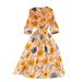 Light Mature Style Dress Autumn Goddess Style Temperament V Neck Slim Fit Medium And Long Retro Print French Platycodon Skirt_ecoleips.com