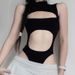 Summer Design Women's Sexy Hollow out Backless Bodysuit Sleeveless Slimming Top European American Style Irregular_ecoleips.com