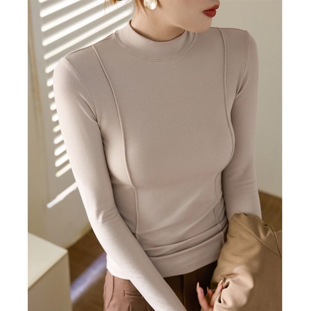 2025 High Elasticity, Skin Friendly Temperament, High-End Design Sense, 2025 Autumn And Winter New Semi High Neck T-Shirt,_ecoleips.com