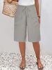 K New Women's Pocket Casual Five Quarter Shorts Mid Length Pants_ecoleips.com