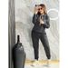 Women's Autumn Winter Casual Sports Suit Embroidered Letter Zipper Sweatshirt Multi Pocket Jogger Pants Trendy Q6293_ecoleips.com
