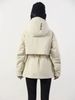 girl Girl Down Cotton Jacket Women's European Style Hooded Windbreaker Winter Waist-Cinching Thickened Parka Mid-Length Black And_ecoleips.com