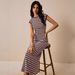 2026 European And American Fashion Casual Color-Block Striped Waist-Cinching Round-Neck Short-Sleeve_ecoleips.com