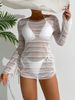 Trendy Bikini Set With Sheer Skirt – Adjustable Halter & Quick-Dry Fabric | Women's Swimwear For Beach & Pool_ecoleips.com