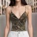 Women's Clothing Fashion High Street Retro Print V Neck Tide Leaf Camouflage Camisole Vest_ecoleips.com