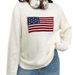 Women's Clothing New Loose Round Neck Flag Pattern Simple Versatile Knitted Sweater_ecoleips.com