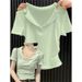 Women's Clothing Solid Color Lapel Polo Shirt Short Sleeved T Shirt Women's Summer V Neck Slim Fit Bottoming Shirt Short Top_ecoleips.com