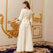 Women's Clothing Robe Long Sleeve Printed V Neck Dress Long Skirt_ecoleips.com