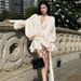 Sweet Fresh Women Tulle Dress Puff Short Sleeve Ruffled Hem Pleated Design Mini Dress For Women Casual Daily Wear_ecoleips.com