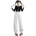 White Straight-leg Jeans For Women, 2025 Autumn New Women's Fashion, High-waisted, Loose-fitting, Drapey, Floor-length,_ecoleips.com