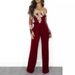 Women's Clothing Women's Casual Women's Water Soluble Lace One Shoulder Wide Leg Jumpsuit 7 Colors_ecoleips.com