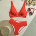 Aria Basics New Cross-border Thin Deep V 2025 Solid Color Sexy Bikini Hot Girl Two-piece Swimsuit Set In European And American Style_ecoleips.com