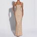 European And American Foreign Trade Women's Sequined Strap Evening Sexy Dinner Dress, Slim-fit Backless Long Dress_ecoleips.com