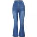 High-Waisted Flared Jeans For Women - Autumn Stretch Denim Pants With Rhinestone Embellishments & Slimming Fit_ecoleips.com