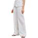 Women's 100% Linen High-Waisted Wide-Leg Trousers - Breathable Straight-Leg Pants For Elegant Commute & Casual Wear (White, Natural, Black)_ecoleips.com