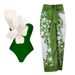 Women's Clothing Pearl Flower Decoration One Shoulder One Piece Swimsuit Suit_ecoleips.com