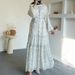 Muslim Dress Women Floral Print Chiffon Maxi Dress With Belt – Elegant Modest Dress For Women (Light Blue, S-Xxl, Breathable & Flowery)_ecoleips.com