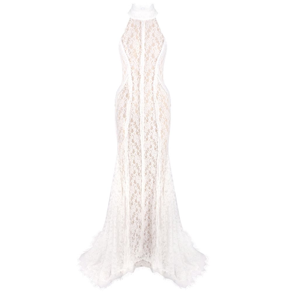 Chinese Retro Bride's Wedding Toasting Dress White Cheongsam American Slim Fit Evening Dress For Women In Stock_ecoleips.com