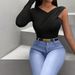 Voya Women's T-shirt For Spring And Summer, V-neck, Single-sided Long Sleeved Design, Slimming Top Design, Slimming Top_ecoleips.com