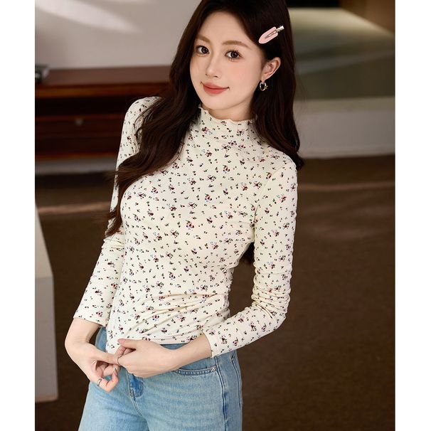 2025 #Selection Of High-Quality Products # Women's Floral 2025 Autumn Winter New Long Sleeved Top With A High Collar Base_ecoleips.com