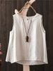ZANZEA Women 2025 Summer Tank Tops Holiday Sleeveless Cotton Linen Casual Loose Beach Tees Oversized Solid Color Blouse Camis_ecoleips.com