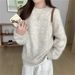 girl Soft Cozy Round Neck Pullover Sweater Women, Autumn And Winter New Lazy Style, Loose Fit, Solid Color, Long Sleeve_ecoleips.com