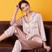 100% Mulberry Silk Pajamas Women Summer Winter Spring Long-sleeved Two-piece Couple Home Service Silk Pajamas For Lady_ecoleips.com