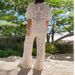 Women’s Clothing New Lapel Hollow Loose Top Straight Trousers Suit Casual Style_ecoleips.com