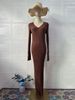 Women's Sexy Solid Color Long Sleeved Dress Elegant Cotton Polyester Blend European American Style For Autumn_ecoleips.com