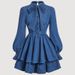 K Women's Sweet And Trendy Bow Tie Waist Slimming Denim Dress_ecoleips.com