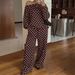 Women's Polka Dot Print Off-Shoulder Long Sleeve Top with Drawstring Trousers European American Style Casual Suit_ecoleips.com