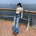 Wholesale American Retro Low-waist Flared Jeans For Women, Versatile Slimming Floor-length Straight Jeans, Extra-long_ecoleips.com