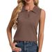 2026 Women Elegant Wool Blend Knit Sleeveless Polo Vest_ecoleips.com