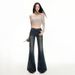 Rivet Low-waist Hot Girl Flared Jeans, 25 Autumn New American Style Elastic Versatile Slim-fit Micro-flare Denim Pants_ecoleips.com