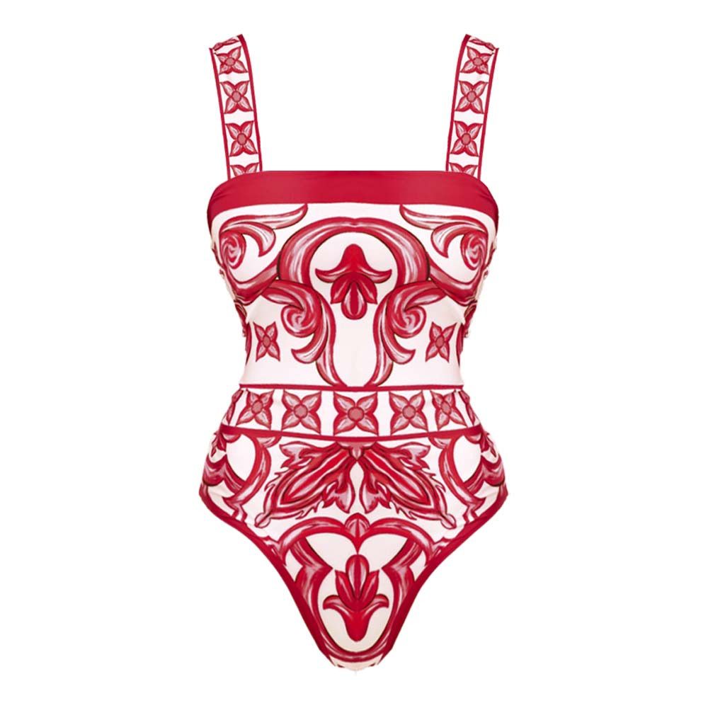 Ethnic Style Printed One-Piece Swimsuit For Women - European & American Swimwear_ecoleips.com