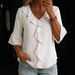 2026 Spring/Summer New European And American Fashion V-neck Ruffled Loose Blouse For Cross-Border Trade_ecoleips.com