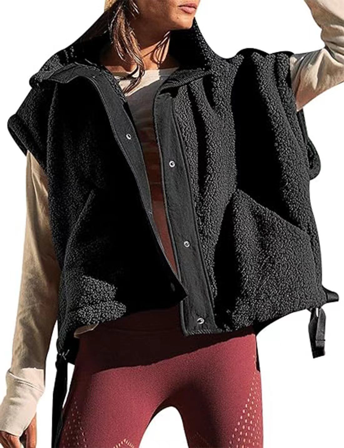 Women's Plush Vest Sleeveless Lamb Fleece Vest Warm Women's Vest Vest Jacket_ecoleips.com