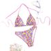 Women's Floral Two Piece Beach Swimsuit Bikini European American Style Strappy Sexy Summer Swimwear_ecoleips.com