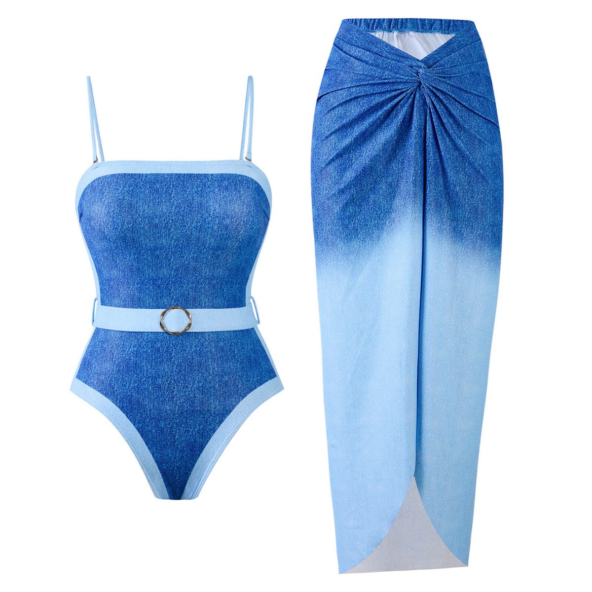 Women's Clothing One Piece Swimsuit Gradient Printing With Skirt Suit Swimsuit Women_ecoleips.com