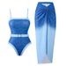 Women's Clothing One Piece Swimsuit Gradient Printing With Skirt Suit Swimsuit Women_ecoleips.com