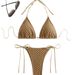 Women's Clothing solid color new split swimsuit bikini high end backless deep V pure desire style strap design three point style_ecoleips.com