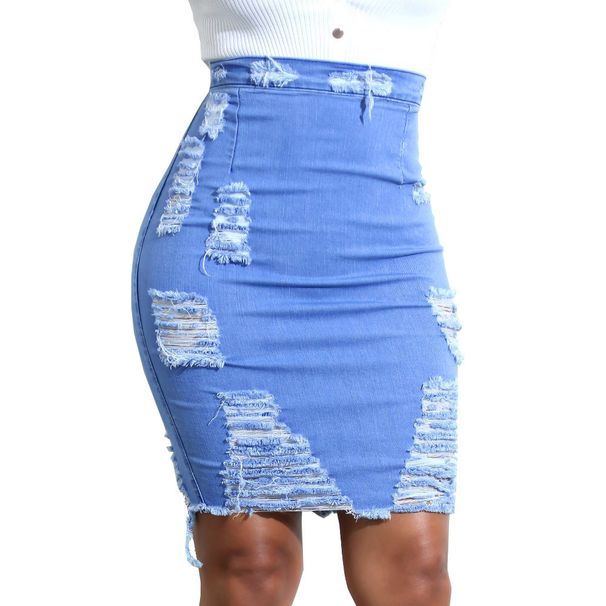 Women's Clothing New Hole Hip Skirt Spot Women's Denim Skirt_ecoleips.com